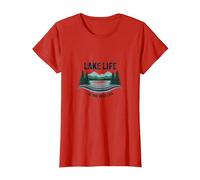 La Vita sul Lago è la Vita Migliore - Nature Lover's Maglietta, Donna, Rosso, XL