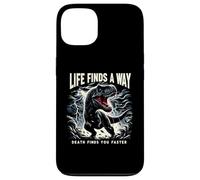 La vita trova un modo in cui la morte ti trova più velocemente T Rex Dinosaur Pun Custodia per iPhone 13