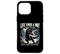 La vita trova un modo in cui la morte ti trova più velocemente T Rex Dinosaur Pun Custodia per iPhone 16 Pro Max