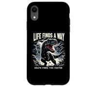 La vita trova un modo in cui la morte ti trova più velocemente T Rex Dinosaur Pun Custodia per iPhone XR