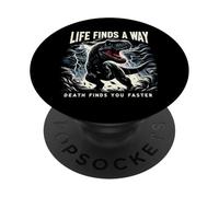 La vita trova un modo in cui la morte ti trova più velocemente T Rex Dinosaur Pun PopSockets PopGrip Adesivo