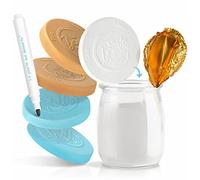 La yourte aux desserts | 30 Coperchi multicolore per vasetti di yogurt in vetro | ⌀56mm | EU Food Contact Compliant | Hermetic | BONUS - Pennarello cancellabile