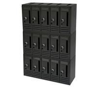 La zappa Cassetta postale condominiale componibile da muro buca lettere da esterno in acciaio Made in Italy (Nero, 15 posti)