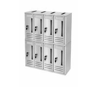 La zappa Cassetta postale condominiale componibile da muro buca lettere da esterno in acciaio Made in Italy (Silver, 8 posti)