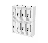 La zappa Cassetta postale condominiale componibile da muro buca lettere da esterno in acciaio Made in Italy (Bianco, 8 posti)