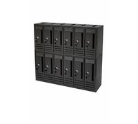 La zappa Cassetta postale condominiale componibile da muro buca lettere da esterno in acciaio Made in Italy (Nero, 12 posti)