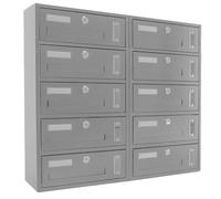 La zappa Cassetta postale condominiale da muro buca lettere componibile "Made in Italy" (Argento, 10 Posti)