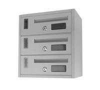 La zappa Cassetta postale condominiale da muro buca lettere componibile "Made in Italy" (Argento, 3 Posti)