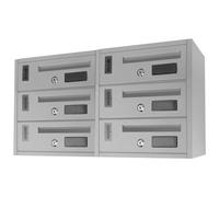 La zappa Cassetta postale condominiale da muro buca lettere componibile "Made in Italy" (Argento, 6 Posti)