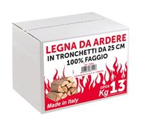 La zappa Legna di Faggio da ardere in sacchi da 10 kg per riscaldamento stufe e caminetti, tronchetti 25 cm (1 Cartone da 13 kg)
