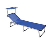 La zappa Lettino prendisole Super in alluminio pieghevole con tettuccio da mare e giardino (Blu)