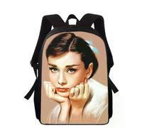 LA1456 Zaino per bambini con stampa 3D Audrey Hepburn da 16" per la scuola primaria, per ragazzi e ragazze,