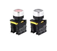 LA155-A1 Interruttore pulsante stagno autoreset autolock testa piatta 10A | IP65 impermeabile; contatti argentati 10A; 22mm; momentaneo/autobloccante; 1NO/1NC; LA155-A1(STOP,2NO-FIXED)