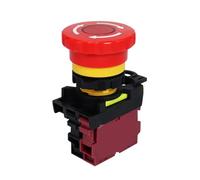 LA36M Interruttore di emergenza 22mm E-Stop Funghi in plastica on/off con luce LED rossa 220V 12V 24V (With red light,2NC_ACDC110-220V)