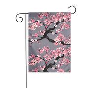 LAABBE Asta per bandiera da giardino con rami di ciliegio e fiori di ciliegio, decorazione per cortili, alla moda, 30,5 x 45,7 cm