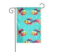 LAABBE Bastone da giardino stampato con pesce carino decorazione cortile esterno moda 30,5 x 45,7 cm