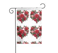 LAABBE Cuore diamante tra rose stampato asta bandiera giardino esterno decorazione cortile moda 30,5 x 45,7 cm