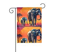 LAABBE Elefante e giraffa al tramonto stampato asta bandiera giardino esterno decorazione cortile moda 30,5 x 45,7 cm