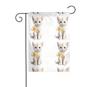 LAABBE Gattino che tiene chip di gamberetti stampato asta bandiera giardino esterno decorazione cortile moda 30,5 x 45,7 cm