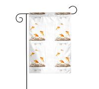 LAABBE Pesce rosso in un sacchetto trasparente stampato asta bandiera giardino esterno decorazione cortile moda 30,5 x 45,7 cm