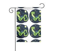 LAABBE Serpente verde nel cielo stellato stampato asta bandiera giardino esterno decorazione cortile moda 30,5 x 45,7 cm