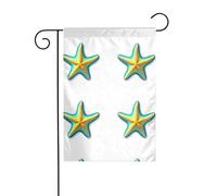 LAABBE Stella marina fluorescente dorata stampata asta bandiera giardino decorazione cortile esterno moda 30,5 x 45,7 cm