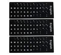 LAANCOO 3 Keyboard Stickers PCS Inglese, Pelli Tastiera Non Trasparenti con Sfondo Nero su Bianco Lettering per Portatili, Desktop-Inglese