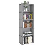 LAANCOO Libreria a 6 livelli, 61 libreria alta stretta con 5 cubi, telaio in metallo e tessuto non tessuto, unità di stoccaggio per il servizio pesante per camera da letto, soggiorno, ufficio