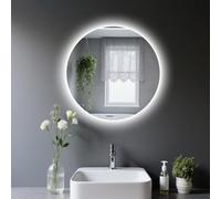 LaapDak Specchio da Bagno LED Rotondo 60 cm,Retroilluminato Bagno,Senza Cornice per,6500K,IP54,Ingresso moderno,Camera da, Armadio