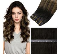LaaVoo Butterfly Weft Extension Capelli Veri Tessitura Farfalla PU Balayage Castano e Biondo 45cm 50g, Capelli Remy Lisci, Morbidi e Setosi, Sposa e Matrimonio #2-8-2