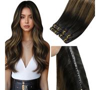 LaaVoo Butterfly Weft Extension Capelli Veri Tessitura Farfalla PU Balayage Castano e Biondo 60cm 100g, Capelli Remy Morbidi, Lunga Durata, Tutti i Giorni #2-8-2