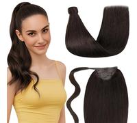 LaaVoo Coda Capelli Extension Umani Veri 70g Marrone Scuro Coda Extension Capelli Veri Ponytail Wrap Around Extension Capelli Con Clip 30cm #2