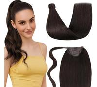 LaaVoo Coda Capelli Extension Veri Umani 35cm Marrone Scuro Coda Extension Capelli Veri Con Clip Wrap Around Extension Coda Capelli Veri 70g #2