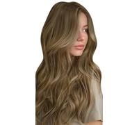 LaaVoo Extension Biadesive Capelli Veri Genius PU Trama Lunga Marrone a Marrone Chiaro a Biondo Scuro 45cm 90g 4pcs,Capelli Remy,Leggeri e Morbidi,Uso Domestico #6-8-14