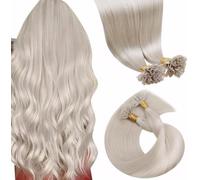 LaaVoo Extension Capelli Veri Cheratina Biondo Platinum 50 Ciocche, U Tip Pre Bonded, Invisibili e Naturali, Remy Umani Lisci, per Uso Quotidiano 35cm 40g Colore 60