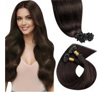 LaaVoo Extension Capelli Veri Cheratina Castano Scuro, U Tip pre bonded, Invisibili e Naturali, Capelli Remy Umani Lisci, per Uso Quotidiano 35cm 40g 50 Ciocche #2