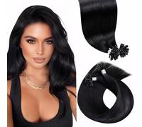 LaaVoo Extension Capelli Veri Cheratina Nero Jet Extension Cheratina Remy Human Hair U Tip Hair Extension Cheratina Keratin Capelli 35cm 50 Ciocche 50g #1