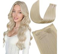 LaaVoo Extension Capelli Veri Clip 7 Pezzi 100g 40cm, PU Invisibile Senza Cucitura, Biondo Candido #613, Capelli Lisci, Aggiunge Volume e Lunghezza per Donne