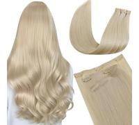 LaaVoo Extension Capelli Veri Clip Bionda Extension Clip Per Capelli Veri Reali Liscia Extension Invisibili in Capelli Umani 7pcs 35cm 100g #613