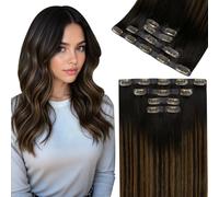 LaaVoo Extension Capelli Veri Clip Invisibile 55cm 100g Castano Scuro Balayage Marrone Chiaro Extension Clip Capelli Veri Remy Capelli Umani Doppia Trama 4pcs #2/8/2