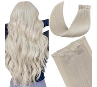 LaaVoo Extension Capelli Veri Clip Invisibili Biondo Extension Clip Capelli Reali Liscia Extension Capelli Clip Seamless 7pcs 35cm 100g #60