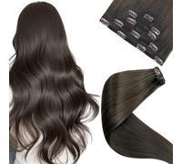 LaaVoo Extension Capelli Veri Clip Marrone Moka Clip in Extension Capelli Umani Lisci Extension Clip Capelli Veri Remy 35 cm 5 pcs 80 g #1C