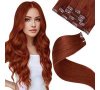 LaaVoo Extension Capelli Veri Clip, Rosse Marrone, 50cm 80g, Capelli Umani, Setosi e Lucenti, per Look alla Moda, 5pcs Colore 33