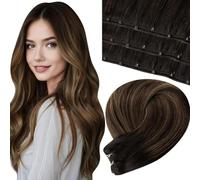 LaaVoo Extension Capelli Veri Micro Beaded Weft 50cm 50g Balayage Castano Scuro e Marrone Chiaro, Leggere e Invisibili, Volume e Lunghezza, Feste e Quotidiano #2/8/2
