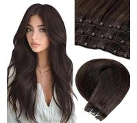 LaaVoo Extension Capelli Veri Micro Beaded Weft 50cm 50g Marrone Scuro, Leggere e Invisibili, Volume e Lunghezza, Feste e Quotidiano #2
