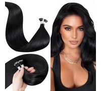 LaaVoo Extension Capelli Veri Nano Ring 55cm Nero Jet Extension Nano Capelli Veri Remy Invisible Estensioni Dei Capelli Umani Nano Tip Fusion 50g 50ciocche #1