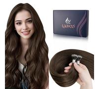LaaVoo Extension Capelli Veri Nano Ring Marrone Cioccolato Extension Nano Capelli Veri Remy Invisible Estensione Dei Capelli Umani Nano 35cm 100g 100ciocche #4