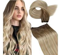LaaVoo Extension Capelli Veri Tessitura 100g Balayage Bionda Extension Matassa Capelli Veri Tessitura Umani Lisci Remy Marrone Chiaro a Biondo Cenere e Bionda Platino 45cm #8/18/60
