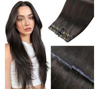 LaaVoo Extension Capelli Veri Tessitura Farfalla PU 55cm 100g Butterfly Weft Invisibile Senza Cucitura Marrone #2, Capelli Lisci Remy, Lunghezza Volume, Feste Quotidiano