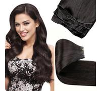 LaaVoo Extension Capelli Veri Tessitura Geniale Weft Ultra Sottile Aggiornata, Remy Lisci Marrone 40cm 50g, Leggere e Invisibili, Volume e Lunghezza, Feste e Quotidiano #2